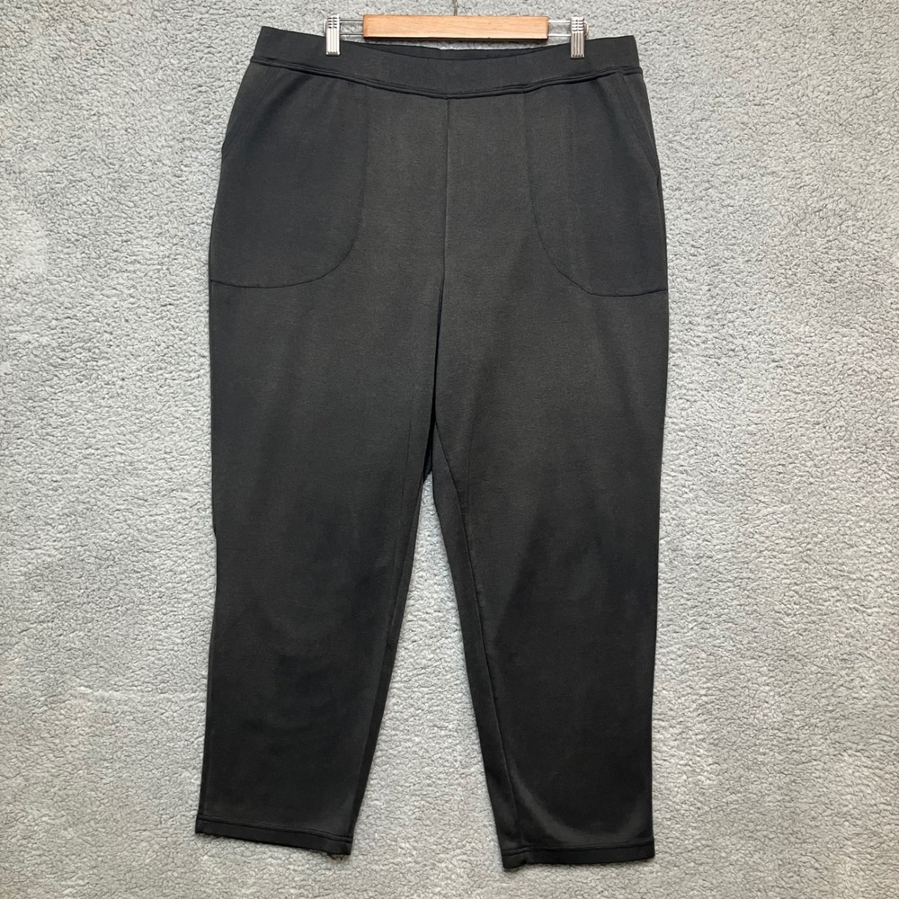 Woman Within Pants Plus 22W Black Lounge Sweatpants Elastic Waist Pocket Comfort